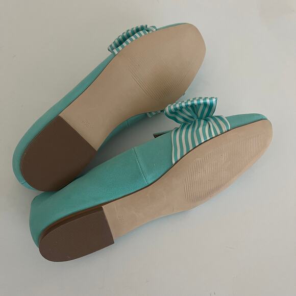 Talbots 'Stella' Stripe Bow Flat Women's 5.5M Suede Leather Loafer Flat Shoe - Picture 5 of 7